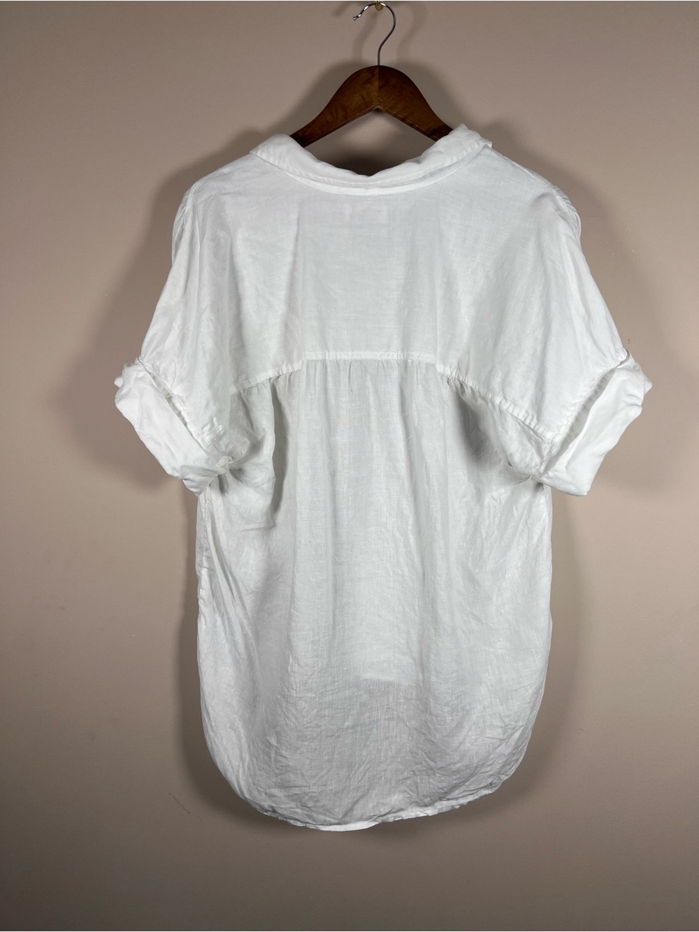 J.Crew Baird McNutt Irish Linen Short Sleeve Shirt Sz M White Lagenlook Coastal - Picture 2 of 8